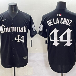Men's Cincinnati Reds #44 Elly De La Cruz Black 'Gothic Queen City Edition' Vapor Premier Limited Stitched Baseball Jersey