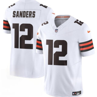 Men's Cleveland Browns #12 Shedeur Sanders White 2025 Draft F.U.S.E. Vapor Limited Stitched Football Jersey