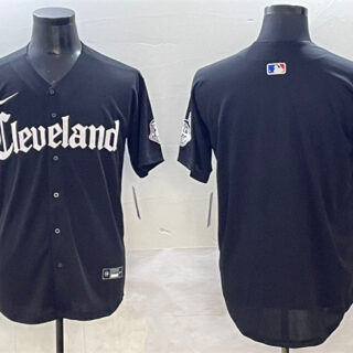 Men's Cleveland Guardians Blank Black Gothic Vapor Premier Limited Stitched Baseball Jersey