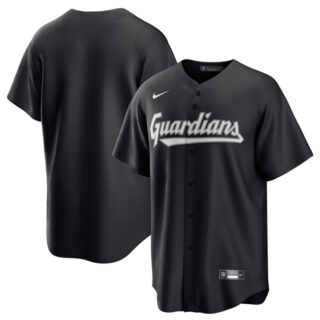 Men's Cleveland Guardians Blank Black Lights Out Limited Stitched Baseball Jersey