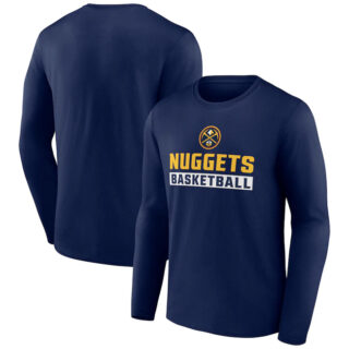 Men's Denver Nuggets Navy Let's Go Long Sleeve T-Shirt