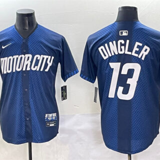Men's Detroit Tigers #13 Dillon Dingler 2024 Navy City Connect Cool Base Limited Stitched Jersey