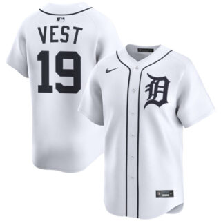 Men's Detroit Tigers #19 Will Vest White 2024 Home Limited Stitched Baseball Jersey