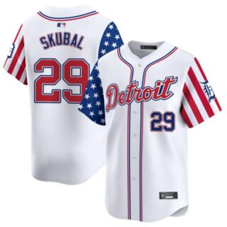Men's Detroit Tigers #29 Tarik Skubal White 2025 Memorial Day Vapor Premier Limited Stitched Baseball Jersey