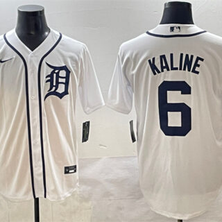 Men's Detroit Tigers #6 Al Kaline White Cool Base Stitched Baseball Jersey