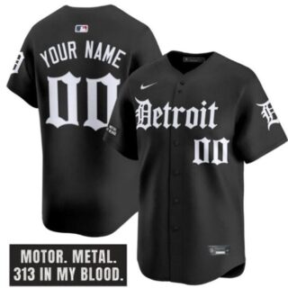 Men's Detroit Tigers ACTIVE PLAYER Custom Black 'Motor Gothic Edition' Vapor Premier Limited Stitched Baseball Jersey