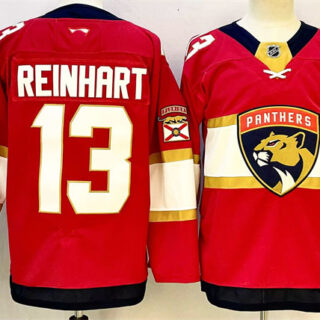 Men's Florida Panthers #13 Sam Reinhart Red 2024-25 Home Stitched Hockey Jersey