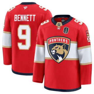 Men's Florida Panthers #9 Sam Bennett Red 2025 Stanley Cup Final Patch Stitched Hockey Jersey