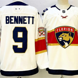 Men's Florida Panthers #9 Sam Bennett White 2024-25 Stitched Hockey Jersey