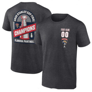 Men's Florida Panthers Custom Charcoal 2025 Stanley Cup Champions T-Shirt