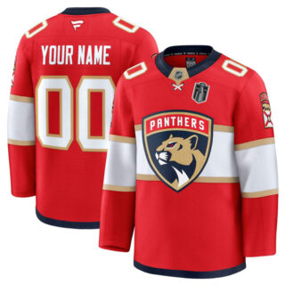 Men's Florida Panthers Custom Red 2025 Stanley Cup Final Patch Stitched Hockey Jersey