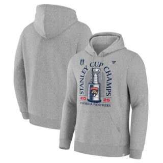 Men's Florida Panthers Heather Gray 2025 Stanley Cup Champions Locker Room Fleece Pullover Hoodie