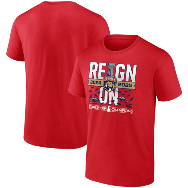 Men's Florida Panthers Red Back-To-Back Stanley Cup Champions Local T-Shirt