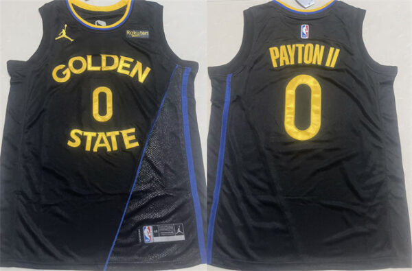 Men's Golden State Warriors #0 Gary Payton II Black 2024 25 Statement Edition Stitched Basketball Jersey