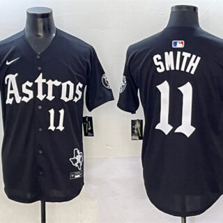 Men's Houston Astros #11 Cam Smith Black Gothic 'Houston Born Barrio Raised' Limited Stitched Baseball Jersey