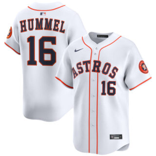 Men's Houston Astros #16 Cooper Hummel White 2025 Home Limited Stitched Baseball Jersey