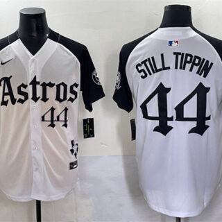 Men's Houston Astros #44 Still Tippin White Black Gothic 'Houston Born Barrio Raised' Limited Stitched Baseball Jersey