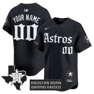 Men's Houston Astros Active Player Custom Black Gothic 'Houston Born Barrio Raised' Limited Stitched Baseball Jersey