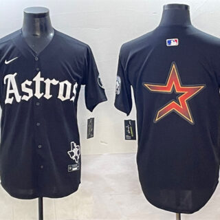 Men's Houston Astros Team Big Logo Black Gothic 'Houston Born Barrio Raised' Limited Stitched Baseball Jersey