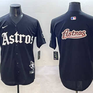 Men's Houston Astros Team Big Logo Black Gothic 'Houston Born Barrio Raised' Limited Stitched Baseball Jersey 2