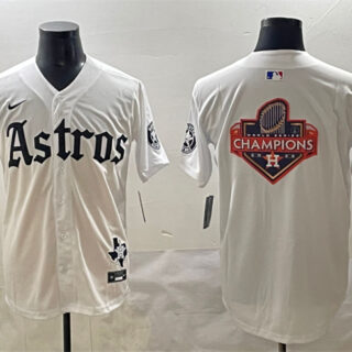 Men's Houston Astros Team Big Logo White Gothic 'Houston Born Barrio Raised' Limited Stitched Baseball Jerseys
