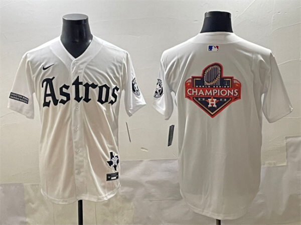 Men's Houston Astros Team Big Logo White Gothic 'Houston Born Barrio Raised' Limited Stitched Baseball Jerseys