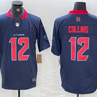 Men's Houston Texans #12 Nico Collins Navy 2nd Alternate F.U.S.E. Vapor Limited Stitched Football Jersey