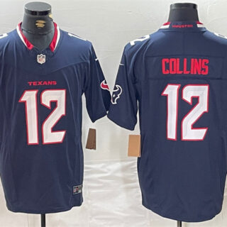 Men's Houston Texans #12 Nico Collins Navy F.U.S.E. Vapor Limited Stitched Football Jersey