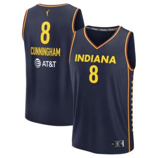 Men's Indiana Fever #8 Sophie Cunningham Navy Stitched Basketball Jersey