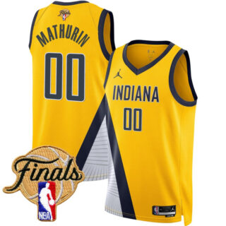 Men's Indiana Pacers #00 Bennedict Mathurin Yellow 2025 Finals Statement Edition Stitched Basketball Jersey