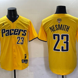 Men's Indiana Pacers #23 Aaron Nesmith Yellow 2025 Finals Vapor Stitched Baseball Jersey