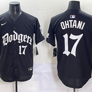 Men's Los Angeles Dodgers #17 Shohei Ohtani Black 2025 LA Gothic Style With 2024 World Series Champions Patch Vapor Premier Limited Stitched Baseball Jersey
