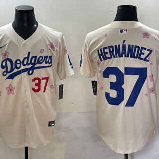 Men's Los Angeles Dodgers #37 Teoscar Hernandez Cream 2025 Tokyo Series Limited Stitched Baseball Jersey