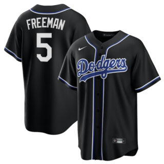 Men's Los Angeles Dodgers #5 Freddie Freeman Black Lights Out Limited Stitched Baseball Jersey