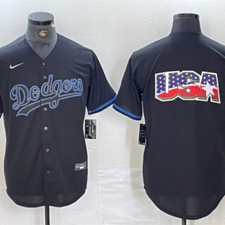 Men's Los Angeles Dodgers Team Big Logo Black Fashion Stitched Baseball Jersey
