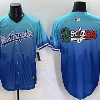 Men's Los Angeles Dodgers Team Big Logo Blue Limited Stitched Baseball Jersey