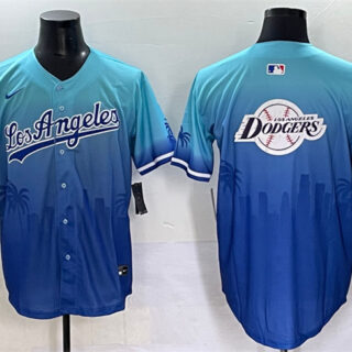 Men's Los Angeles Dodgers Team Big Logo Blue Limited Stitched Baseball Jersey