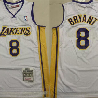 Men's Los Angeles Lakers #8 Kobe Bryant Yellow Throwback Stitched Basketball Jersey