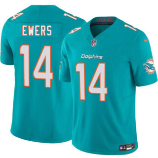 Men's Miami Dolphins #14 Quinn Ewers Aqua 2025 Draft F.U.S.E. Vapor Limited Stitched Football Jersey