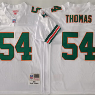 Men's Miami Dolphins #54 Zach Thomas White Throwback Stitched Football Jersey