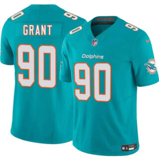 Men's Miami Dolphins #90 Kenneth Grant Aqua 2025 Draft F.U.S.E. Vapor Limited Stitched Football Jersey