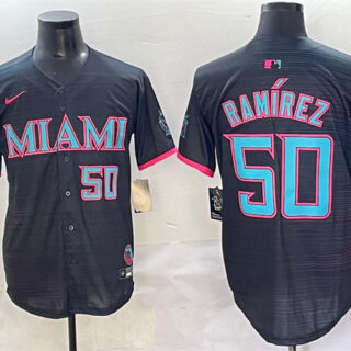 Youth Miami Marlins #50 Agustin Ramirez Black 2025 City Connect Limited Stitched Baseball Jersey