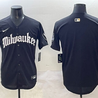 Men's Milwaukee Brewers Blank Black 'Gothic 414 Shadows Edition' Vapor Premier Limited Stitched Jersey