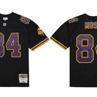 Men's Minnesota Vikings #84 Randy Moss Black Throwback Stitched Football Jersey