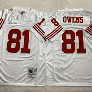 Men's New York Giants #81 Terrell Owens White Throwback Stitched Football Jersey