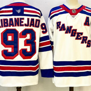 Men's New York Rangers #93 Mika Zibanejad White With A Patch 2024-25 Away Stitched Hockey Jersey