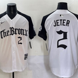 Men's New York Yankees #2 Derek Jeter White Black 'Gothic Legacy Edition' Vapor Premier Limited Stitched Baseball Jersey