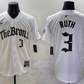 Men's New York Yankees #3 Babe Ruth White 'Gothic Legacy Edition' Vapor Premier Limited Stitched Baseball Jersey