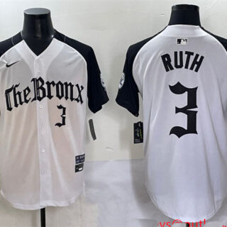 Men's New York Yankees #3 Babe Ruth White Black 'Gothic Legacy Edition' Vapor Premier Limited Stitched Baseball Jersey