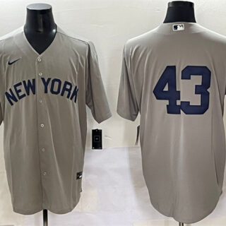 Men's New York Yankees #43 Jonathan Loaisiga Grey Cool Base Stitched Baseball Jersey